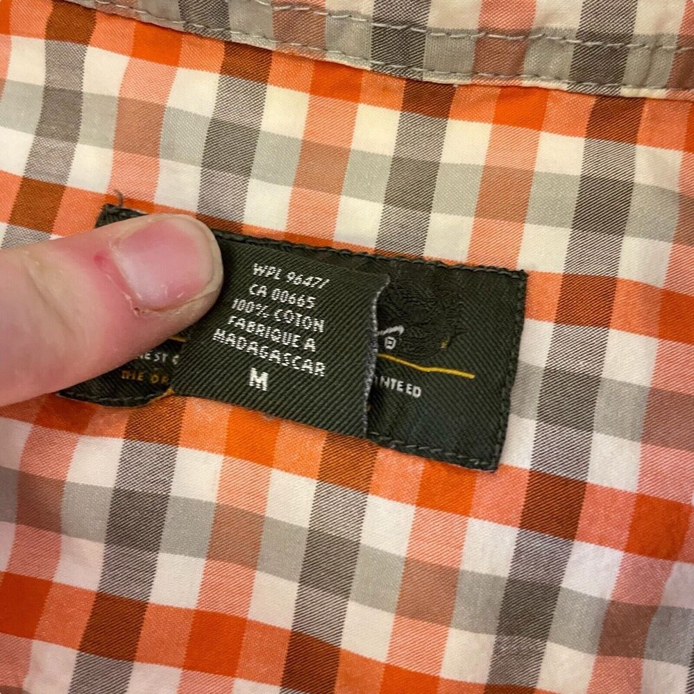 Eddie Bauer Check Shirt Men’s M Short Sleeve Button Down Gray Orange - Picture 5 of 16
